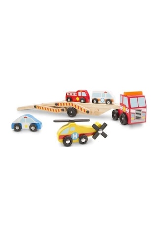 Melissa&Doug Ahşap Acil Yardım Araçları Taşıyıcı Tır