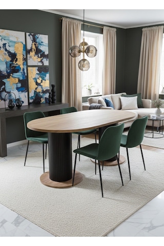 Oslo 180x90x74cm 36mm Kalın Kenarlı Oval Beyaz Sütunlu Yemek Masası Sandalye Yok Sadece Masadır Çok Renkli