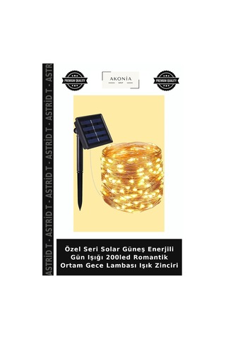 Özel Seri Solar Güneş Enerjili Gün Işığı 200led Romantik Ortam Gece Lambası Işık Zinciri