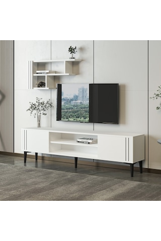 Snow Raflı Takım Tv Ünitesi Beyaz