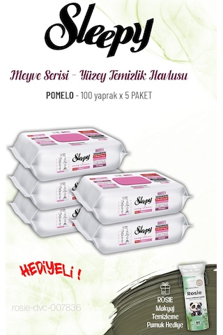Sleepy Pomelo Yüzey Temizlik Havlusu 100 Yaprak X 5 Paket Ve Rosıe Tekli
