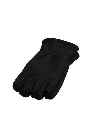 Kışlık Polar Parmaksız Eldiven Bere Boyunluk Kulaklık 4'lü Set Siyah