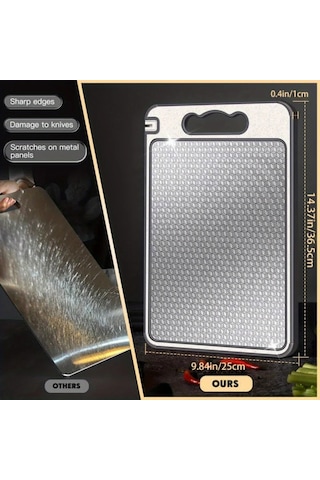 Liangmei 1 Adet Paslanmaz Çelik Kesme Tahtası Çift Taraflı Kesme -