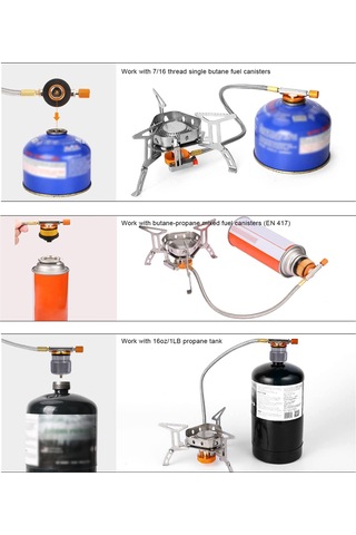 Ximistore9 Kompakt Çekirdekli Folding Çadır Ocağı + 2 Adet Gaz Tankı Adaptörü Seti - Ultralight Dışarı Aktiviteler İçin Gümüş