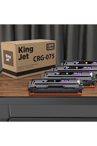 Kingjet Canon Uyumlu Crg-075 Standart Kapasiteli 4 Renk Takım Çipli Uyumlu  Toneri Lbp647cdw