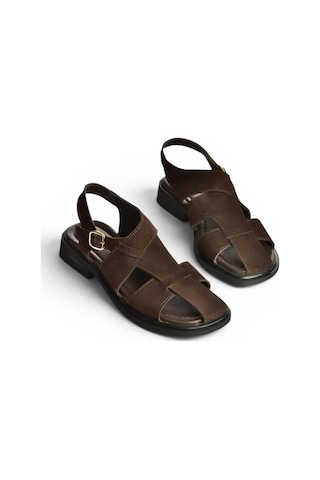Fox Shoes Y291880002 Kahverengi Hakiki Deri Süet Kadın Sandalet