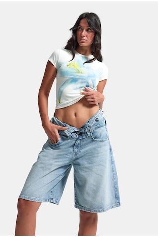 it's basic Kadın Kot Rengi 4s6-32 Baggy Fit Yüksek Bel Tasarım Denim Bermuda Şort Çok Renkli