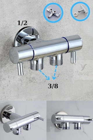 Yayke Çift Kollu Çıkışlı Lüx Taharet Musluğu Krom