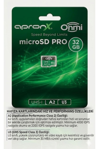 Apronx 32gb Micro Sd A2 U3 Uhs-ı Tf Hafıza Kartı