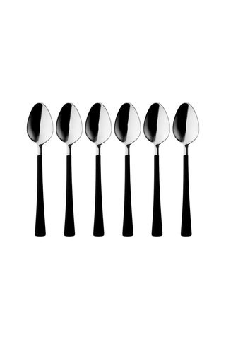 6 Parça Çay Kaşığı Seti, Paslanmaz Çelik, Gümüş Siyah, 11 Cm Çok Renkli
