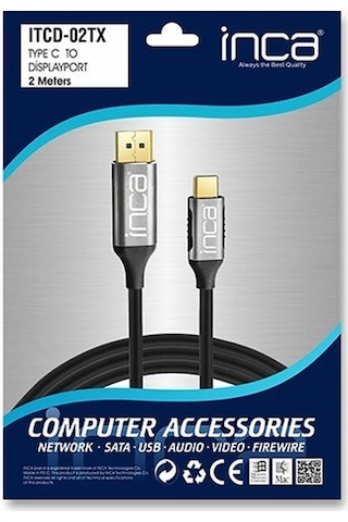 Nca Itcd 02Tx Type C To Display Port Altın Uçlu 4K 2 Metre Kablo