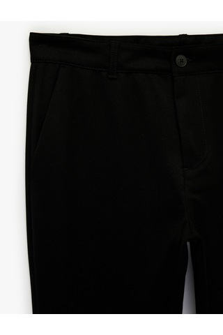 Koton Viskon Karışımlı Cepli Gabardin Slim Fit Kumaş Pantolon Siyah 7wam40024hw