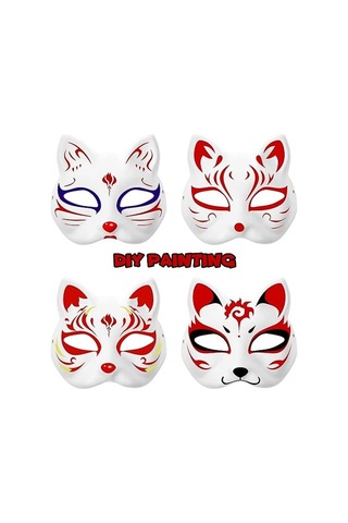 Boyanabilir 10 Adet Kedi Maskesi, Hayvan Kostümü Maskeleri, Maskeli Balo İçin Beyaz Yarım Maskeler, Çocuklar İçin Cosplay Maskeleri, Kostüm Partisi Hediyeleri