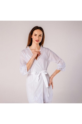 Pearl Dantelli Kadın Bride Gelin Sabahlığı Beyaz