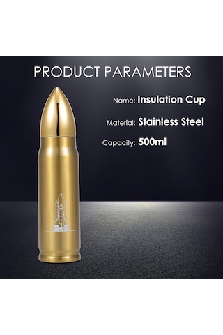 Moveevo 500ml Vakumlu Termos Kupa - 304 Paslanmaz Çelik, Sızdırmaz, Uzun Süre Sıcak Tutar Altın Renk Altın