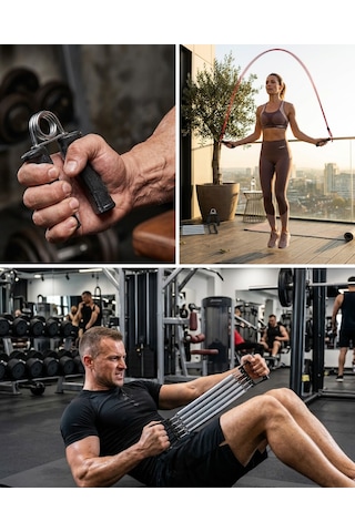 Evde Spor Seti Atlama İpi El Güçlendirici Ve Karın Aleti Çok Renkli