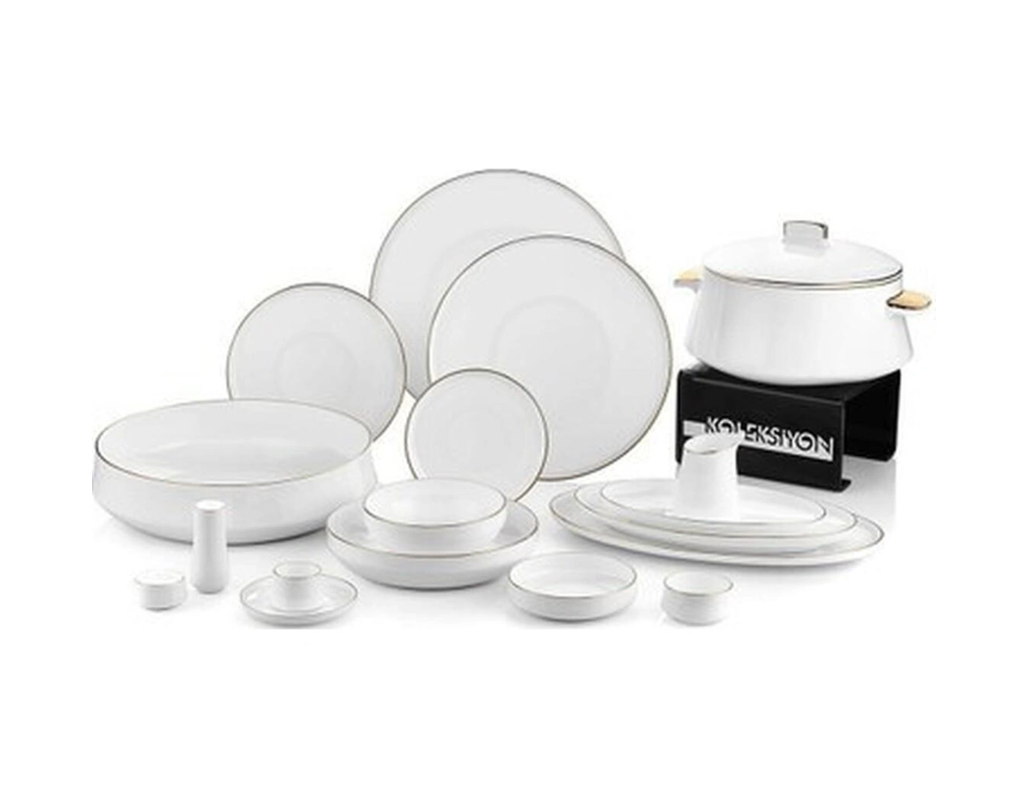 Kolekiyon Sufi Yemek Takımı 132 Parça Altın Süt Beyazı