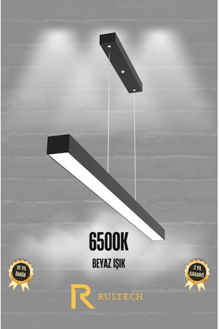 Linear 150cm Siyah Kasa Ledli Sarkıt Modern Led Avize, Salon, Mutfak, Masa Üstü Avize Aydınlatma Beyaz