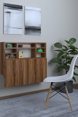 Dekorfim DF01104BR Duvara Monte Pratik Katlanır Raflı Kırma Mutfak ve Yemek Masası