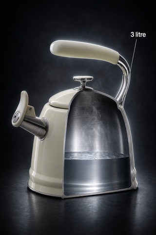 Teatime Paslanmaz Çelik Düdüklü Su Isıtıcısı Krem - 3 L Diğer