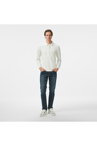 Nautica Erkek Krem Classic Fit Uzun Kollu Polo Yaka T-shirt Çizgili K57307t Krem