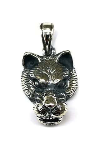 Omar Silver Unisex Köpek Kafası Figürlü Kolye Ucu Oksitli Gümüş O (513867984)