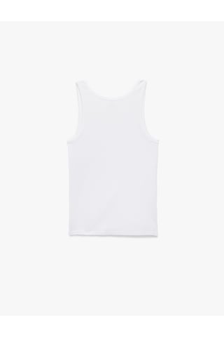 Koton Bisiklet Yaka Kolsuz Slim Fit Ribanalı Pamuklu Atlet Beyaz 7wlm20001mk