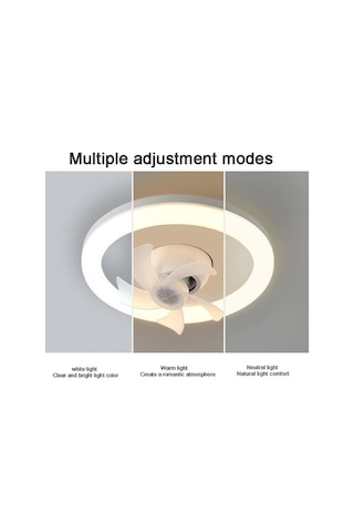 Işıklı Kısılabilir Tavan Vantilatörü E27 Led Avize Uzaktan Kumandalı 360 Derece Döndürme Beyaz