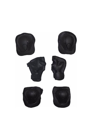 Çocuk Dizlik Dirsek El Koruyucu Set Güvenlik Aksesuarları Dizlik Dirseklik El Koruma 4-12 Yaş 29x19 - 19x35 / Siyah Siyah