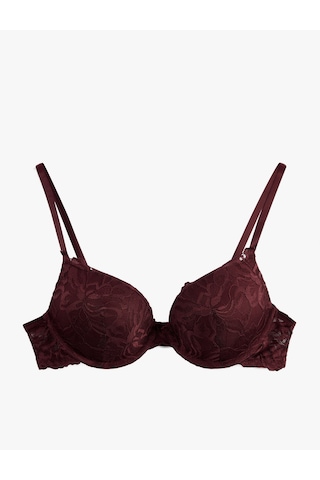 Koton Dantel Detaylı Destekli Ekstra Dolgulu Sütyen Bordo 6wlk10158mk Bordo