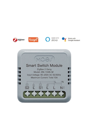 Konesam Zm-104b-m Tuya Zigbee Akıllı Ev Anahtarı Modülü, 2 Yollu, Uygulama İle Uzaktan Kontrol Ve Zamanlama Fonksiyonu, 90-250v