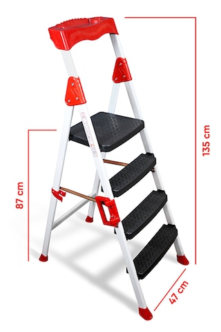 Elegance 3+1 Geniş Basamaklı Kolay Taşıma Aparatlı Merdiven Kaliteli Paslanmaz 3+1 Basamaklı