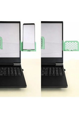 3d Baskı Monitor Telefon Tutucu - Petek Desenli Laptop Kenar Telefon Tutucu-mint Çok Renkli