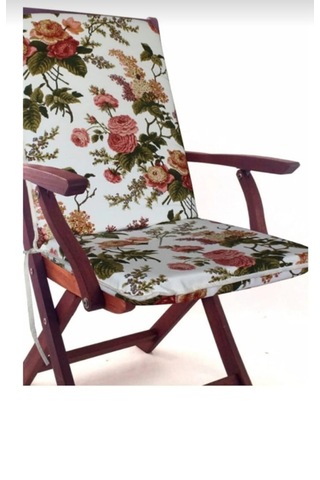 Sandalye Minderi Fermuarlı Lastikli 4'lü İngiliz Gülü Desen 4 Cm Sünger Alt 42x42 Sırt 42x42 Çok Renkli