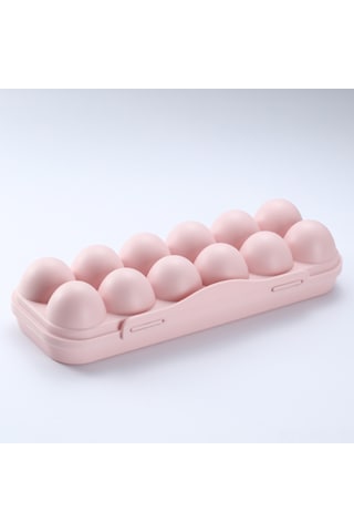 Gajeena Pembe 12 Gözlü Kapaklı Yumurta Saklama Kabı - Çarpışma Önleyici, Katlanabilir Ve Buzdolabı İçin İdeal Diğer