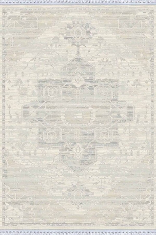Ekru Vintage Dokuma Pamuk Tabanlı Kaymaz Kilim Klm369n11