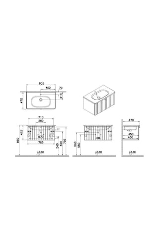 VitrA Root Groove 80 Cm Beyaz Çekmeceli Banyo Dolabı Alt Modül La Çok Renkli