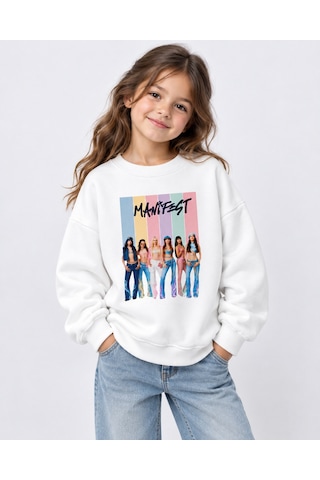Fasardi Super Bear Adventure Baskılı Oversize 3 İplik Şardonsuz Uzun Kollu Unisex Çocuk Sweatshirt Ekru