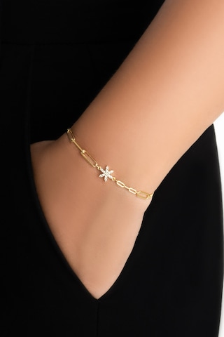 Manolya 18 Ayar Sarı Altın Kaplama 19 Cm Gümüş Bileklik Sarı