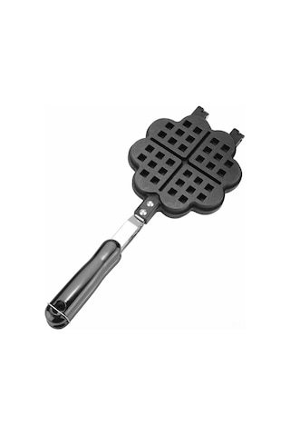 Padalink Ev Mutfak İçin Kaliteli Alüminyum Kalp Şekilli Waffle Pişirme Kalıbı, Anti Yapışkan Zeminli, Gaz Ocağı Uyumlu, Kolay Temizlenir, Evde Lezzetli Kahvaltılar Gri