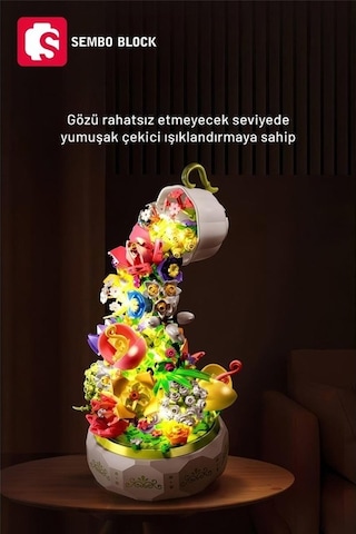 Sembo Block Huayan Cayı Muzikli Florist Seti 575 Parça Yapı Blokları