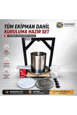 22 Litre Üzüm Sıkma Presi Çelik Gövdeli 304 Paslanmaz Şarap, Pekmez, Meyve & Soğan Sıkma Presi