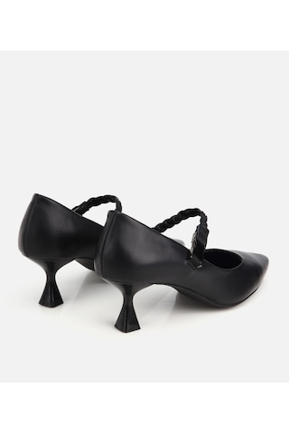Hotiç Kadın Deri Siyah Örgü Bantlı İnce Topuklu Stiletto 01ayh321970a100 01ayh321970a100