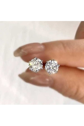 Flybuy İlham Veren Gümüş Moissanite Küpe - 1.50 Ct, 0.5-2 Ct, D Renk, Silver, 925 Gümüş, Kadınlar İçin, Lab Oluşturulan Elmas, Ccgt Sertifikalı Gümüş