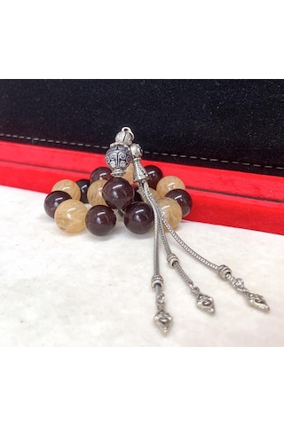 Kehribarkolik Bilek Boy Alacalı Akik Taşlı Tesbih