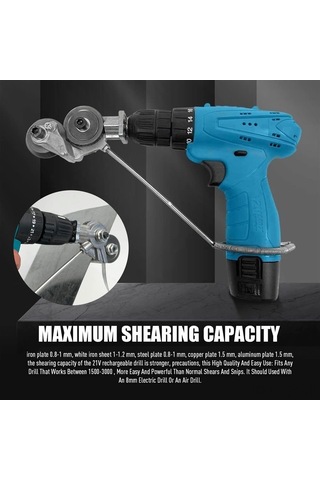 Youmex Elektrikli Matkap Dönüştürülebilir Metal Kesici - 360 Derece Çift Kesme Başlığı İle Metal Levha, Demir, Çelik, Bakır Ve Aluminyum Kesimi