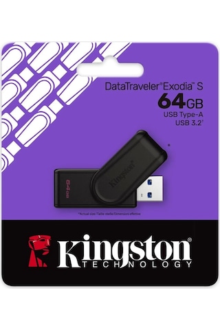 Kingston Dtxs-64gb 64gb Portable Usb 3.2 Gen1 Datatraveler Exodias Black-black Flash Bellek