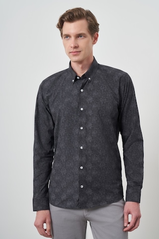 Morven Erkek Siyah Slim Fit Düğmeli Yaka Gömlek 25ms004013001 Siyah Siyah