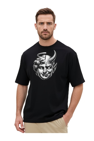 Ogc Melek & Şeytan Oversize Unisex T-shirt Siyah