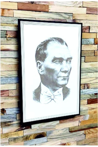 Ahşap Üzerine Lazer Kazıma Mustafa Kemal Atatürk Tablo Duvar Deko